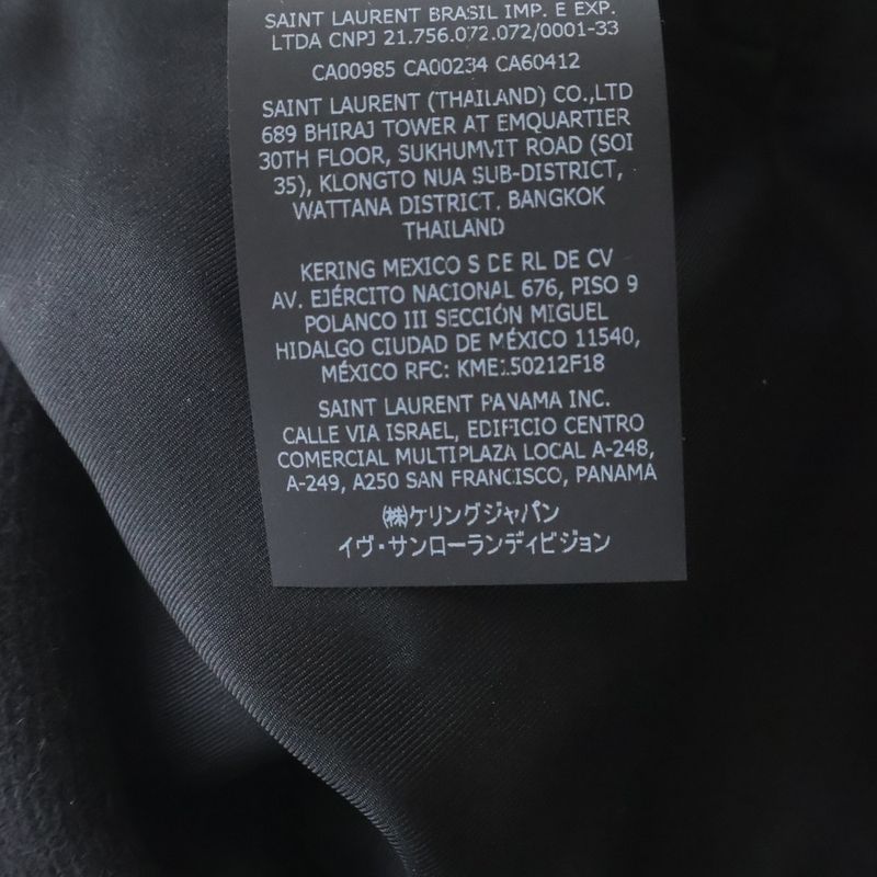 Saint Laurent Paris Silk Metal Button Double Breasted Middle Coat Black