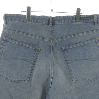 Balenciaga Oversize Baggy Denim Pants Distressed Drawstring Button Fly Indigo
