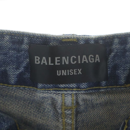 Balenciaga Oversize Baggy Denim Pants Distressed Drawstring Button Fly Indigo
