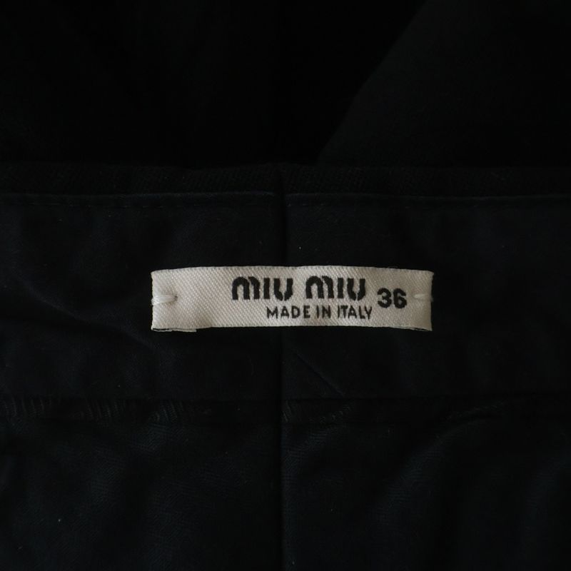 Miu Miu Side Line 2 Tuck Wool Short Shorts Black