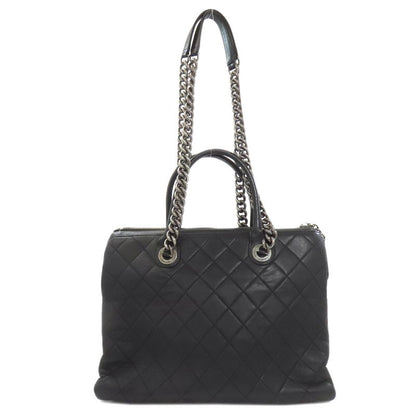 Chanel Quilted 2-Way Silver Tote Calf
