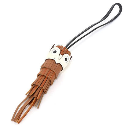 Hermes Bag Charm Chouette Brown Lambskin Epsom Owl