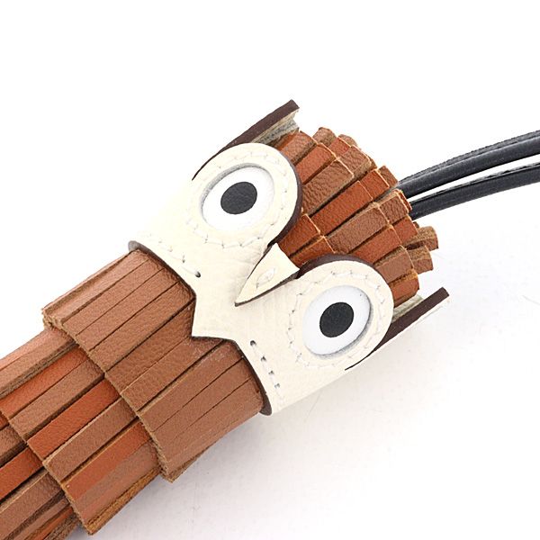 Hermes Bag Charm Chouette Brown Lambskin Epsom Owl