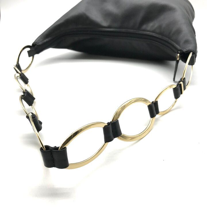 Gucci Leather Chain Shoulder Bag Black Gphardware Purse