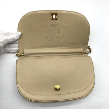 Chanel CC Logo Moon Turnlock Chain Shoulder Bag Lambskin Beige