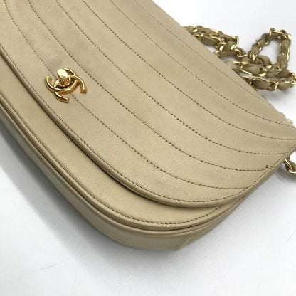 Chanel CC Logo Moon Turnlock Chain Shoulder Bag Lambskin Beige