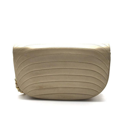 Chanel CC Logo Moon Turnlock Chain Shoulder Bag Lambskin Beige