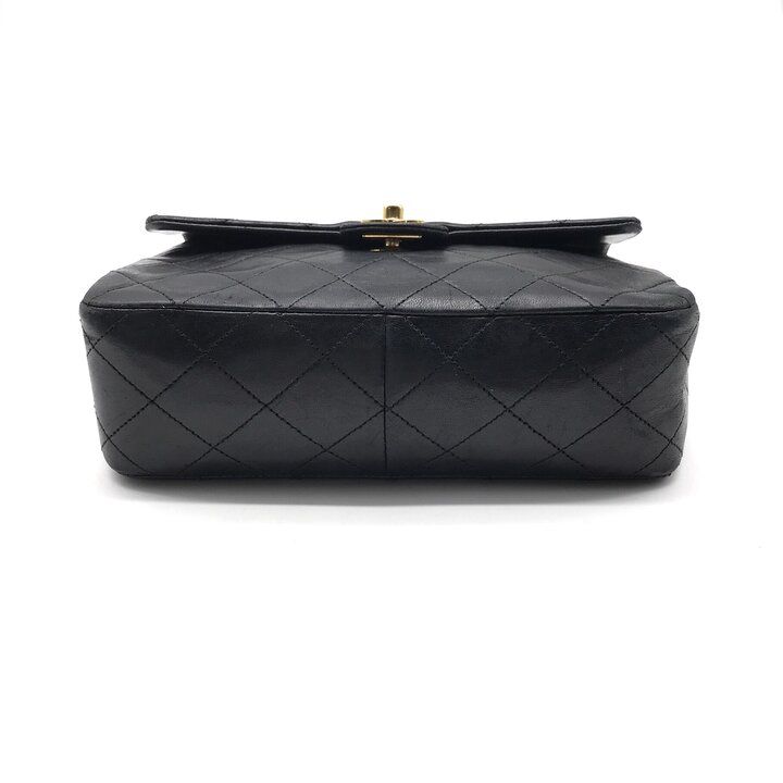 Chanel Mini Quilted CC Logo Turnlock Chain Shoulder Bag Lambskin Black