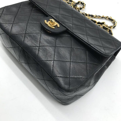 Chanel Mini Quilted CC Logo Turnlock Chain Shoulder Bag Lambskin Black