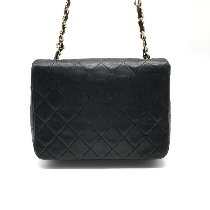 Chanel Mini Quilted CC Logo Turnlock Chain Shoulder Bag Lambskin Black