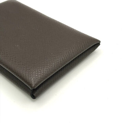 Hermes Calvi Epsom Card Case Leather Brown Business Holder