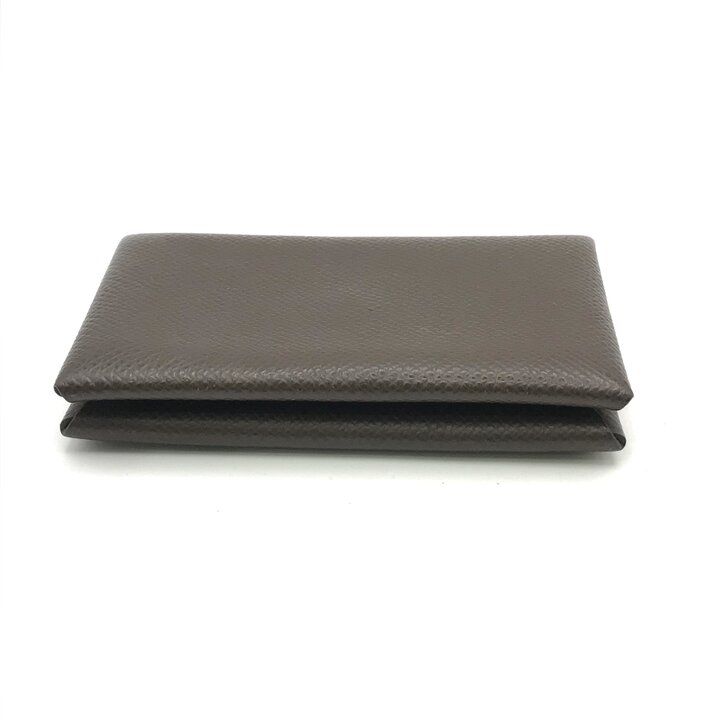 Hermes Calvi Epsom Card Case Leather Brown Business Holder
