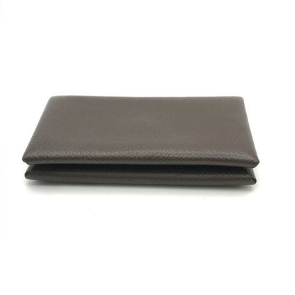 Hermes Calvi Epsom Card Case Leather Brown Business Holder