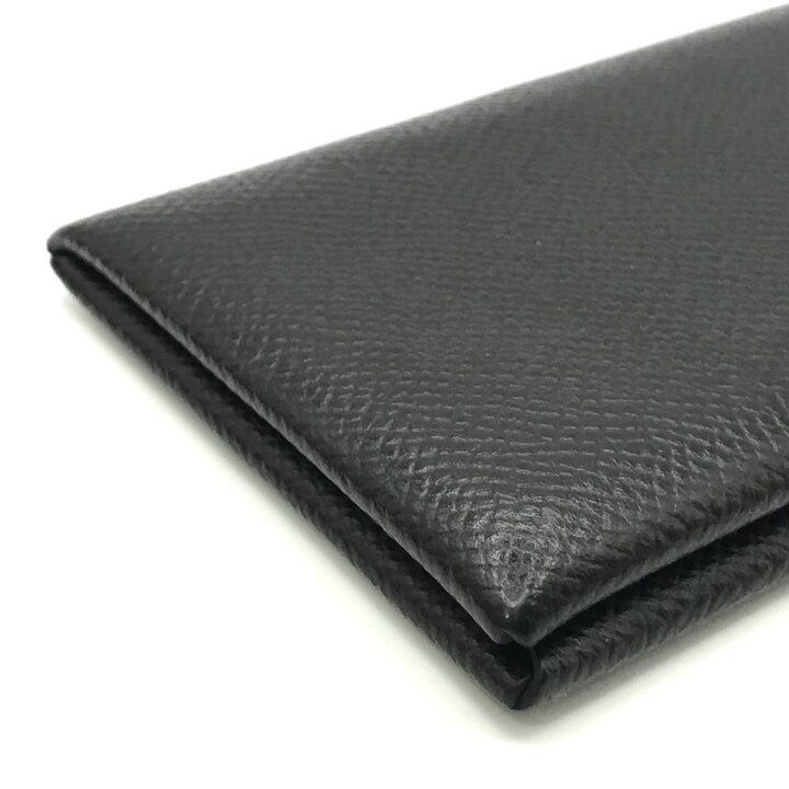 Hermes Calvi Epsom Card Case Leather Black Business Holder