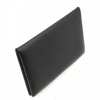 Hermes Calvi Epsom Card Case Leather Black Business Holder