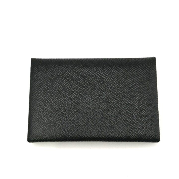 Hermes Calvi Epsom Card Case Leather Black Business Holder
