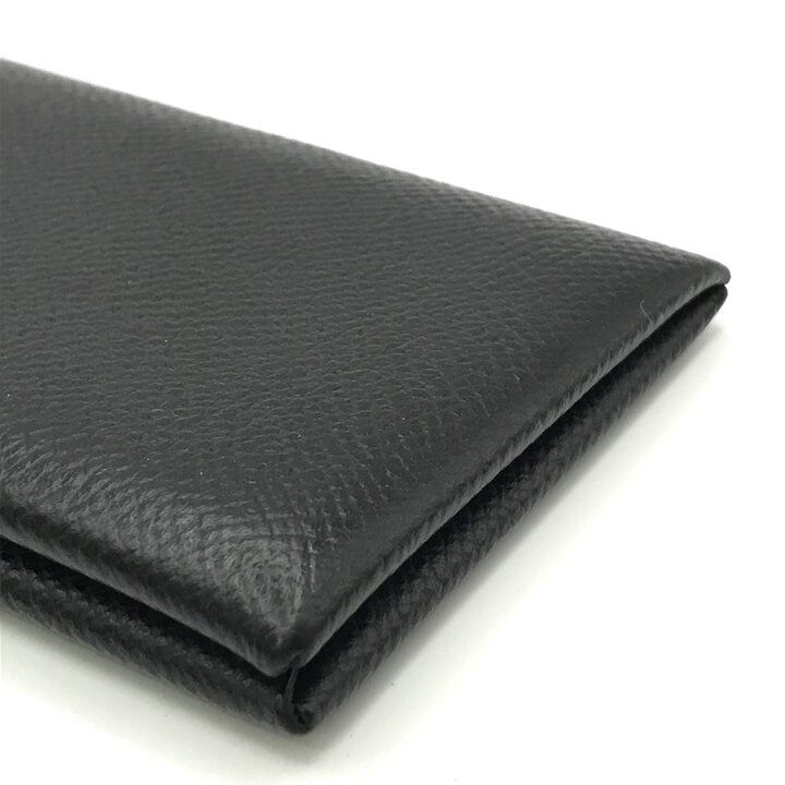 Hermes Calvi Epsom Card Case Leather Black Business Holder
