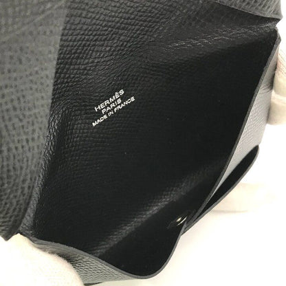 Hermes Calvi Epsom Card Case Leather Black Business Holder