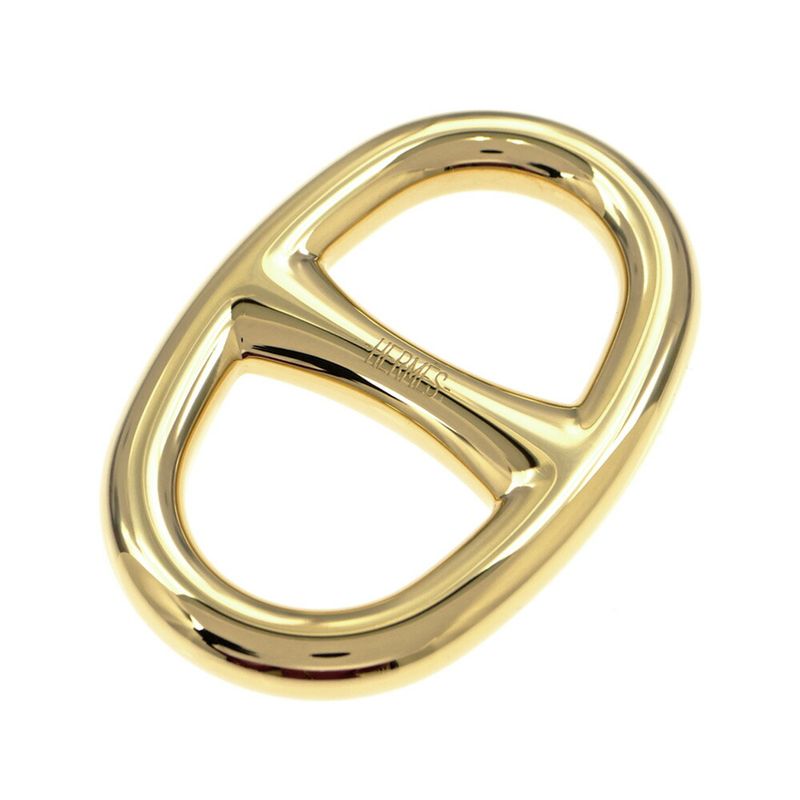 Hermes Scarf Ring Chaine D'ancre Perma Brass Gold Color Pendant Style Necklace