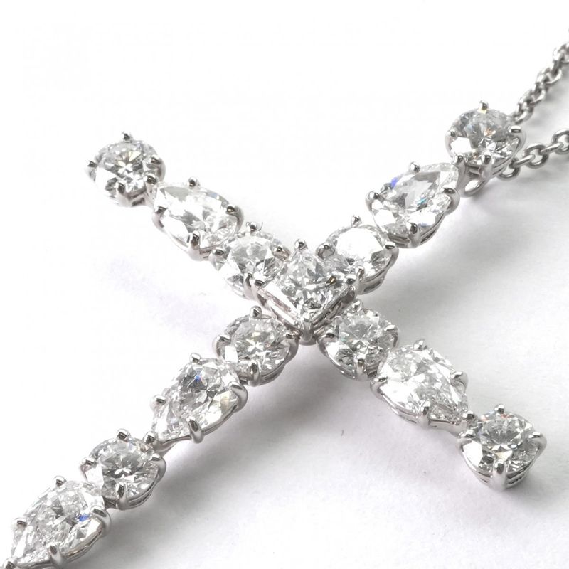 Harry Winston Madonna Cross Pendant Symbols by Necklace Choker Silver HW