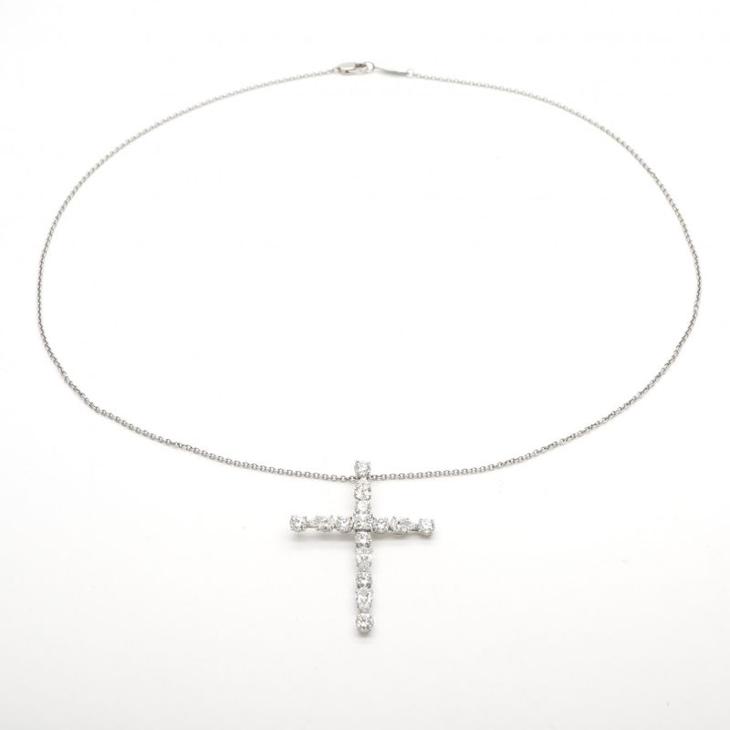 Harry Winston Madonna Cross Pendant Symbols by Necklace Choker Silver HW