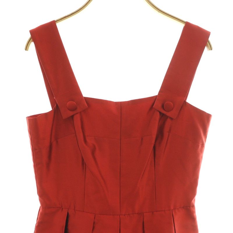 Dolce & Gabbana Dress Mimore Long Square Neck One Color Silk 40 Red BB