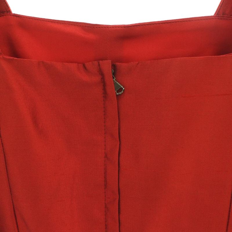 Dolce & Gabbana Dress Mimore Long Square Neck One Color Silk 40 Red BB