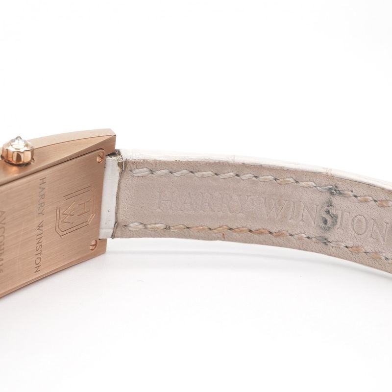 Harry Winston Avenue-c Mini Elliptic Watch Leather 18k Rose Gold 18k Pink Case