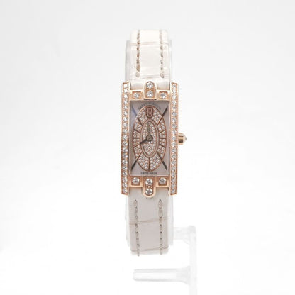 Harry Winston Avenue-c Mini Elliptic Watch Leather 18k Rose Gold 18k Pink Case