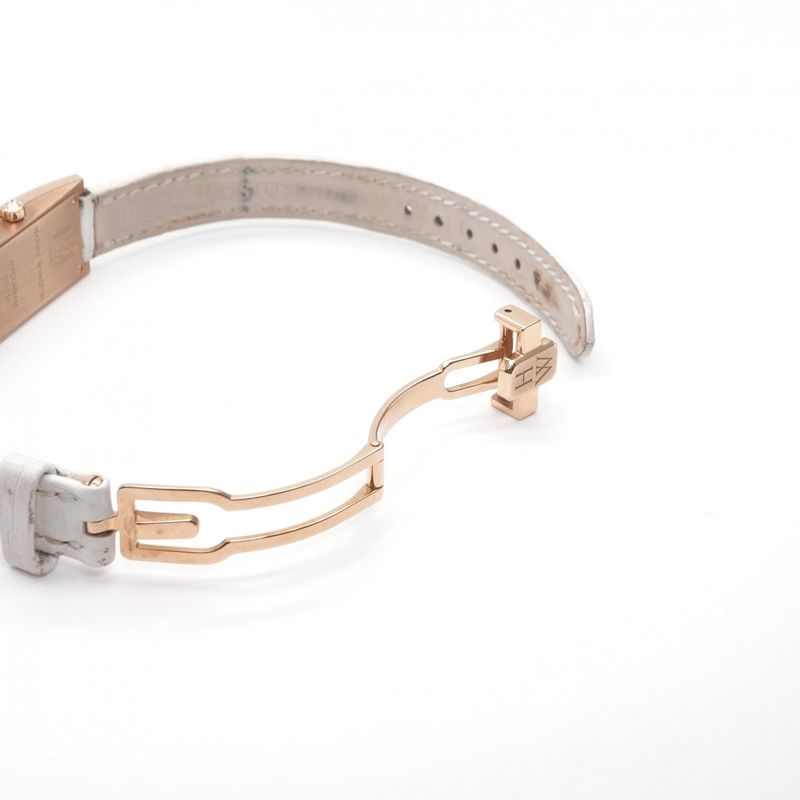 Harry Winston Avenue-c Mini Elliptic Watch Leather 18k Rose Gold 18k Pink Case