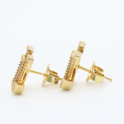 Louis Vuitton Earrings LV Iconic Strass Metal Line Stone Gold