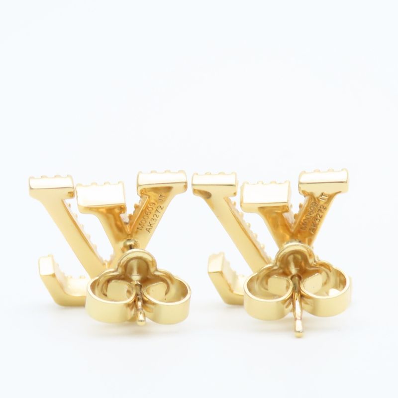 Louis Vuitton Earrings LV Iconic Strass Metal Line Stone Gold