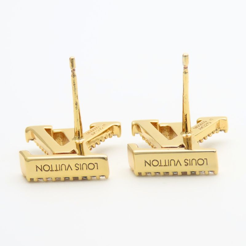 Louis Vuitton Earrings LV Iconic Strass Metal Line Stone Gold