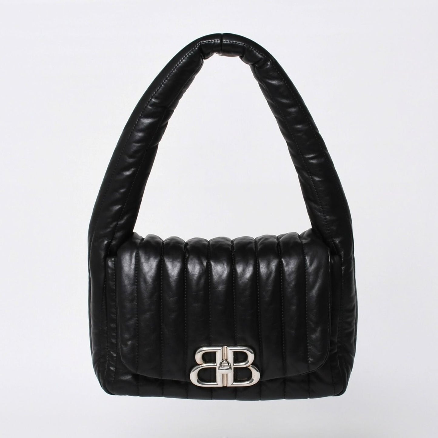 Balenciaga Monaco Shoulder Bag Black Silver Calfskin