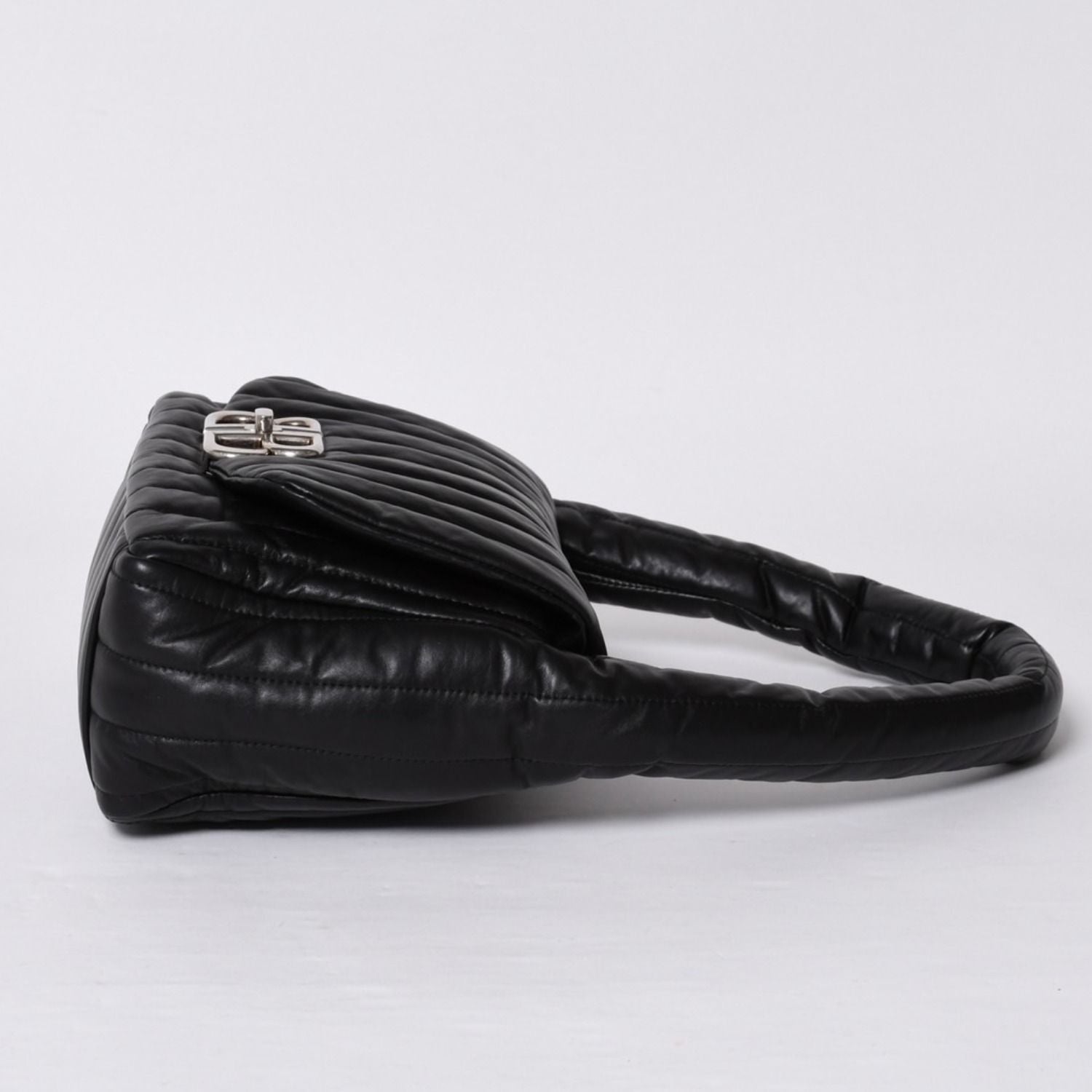 Balenciaga Monaco Shoulder Bag Black Silver Calfskin — view 5