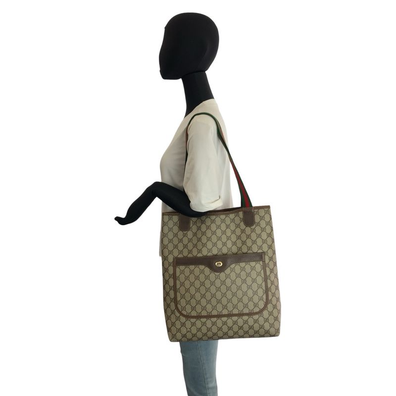 Gucci Vintage Sherry Line GG Supreme Canvas Tote Shoulder Bag