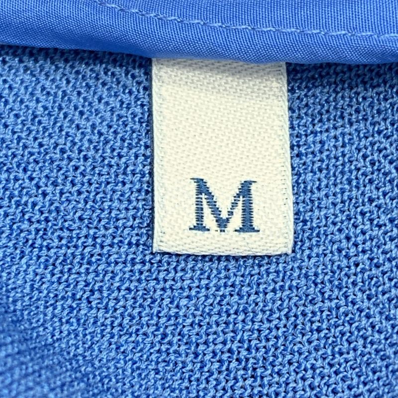 Moncler Rayon Cotton Contrast Patch Logo Short Sleeve Knit M Blue Sweater