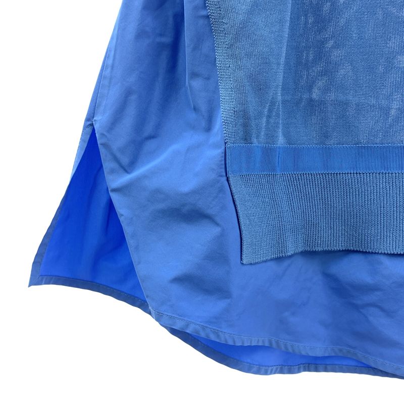 Moncler Rayon Cotton Contrast Patch Logo Short Sleeve Knit M Blue Sweater