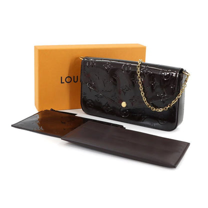 Louis Vuitton Monogram Vernis Pochette Felicie Chain Wallet Leather Amarante