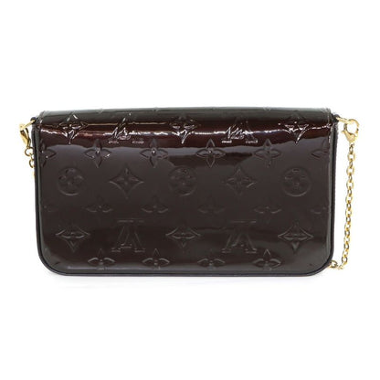 Louis Vuitton Monogram Vernis Pochette Felicie Chain Wallet Leather Amarante