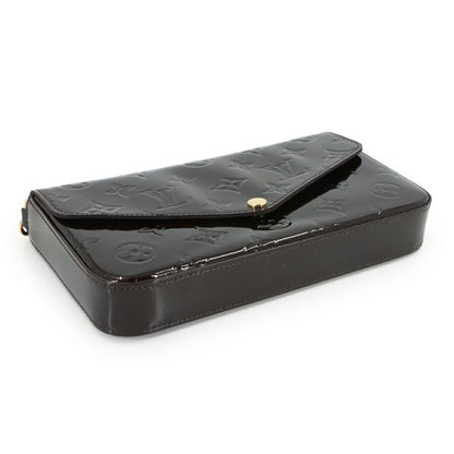 Louis Vuitton Monogram Vernis Pochette Felicie Chain Wallet Leather Amarante
