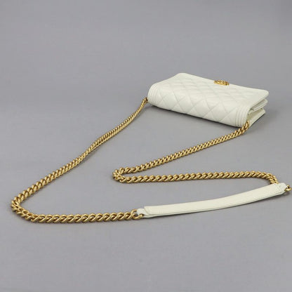 Chanel Chain Wallet Caviar Leather White Gold