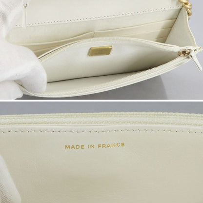 Chanel Chain Wallet Caviar Leather White Gold
