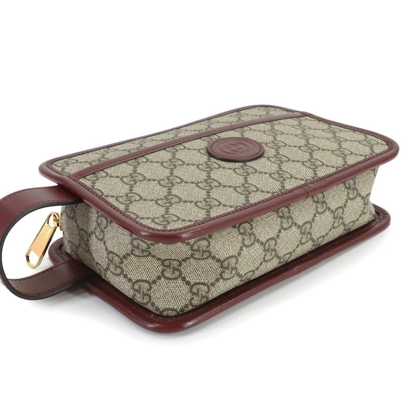 Gucci Interlocking Clutch Second GG Supreme Leather Beige