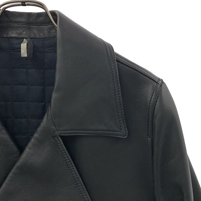 Dior Homme Leather Jacket Sheepskin Lamb Double Rider's Quilted Fully Lined 44