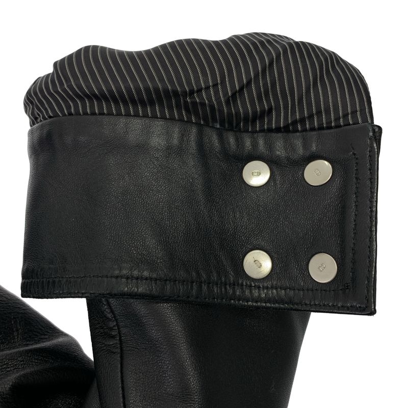 Dior Homme Leather Jacket Sheepskin Lamb Double Rider's Quilted Fully Lined 44