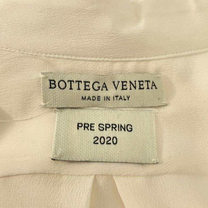 Bottega Veneta Silk Quilted Long Shirt Blouse 38 Ecru
