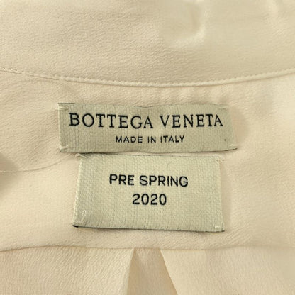 Bottega Veneta Silk Quilted Long Shirt Blouse 38 Ecru