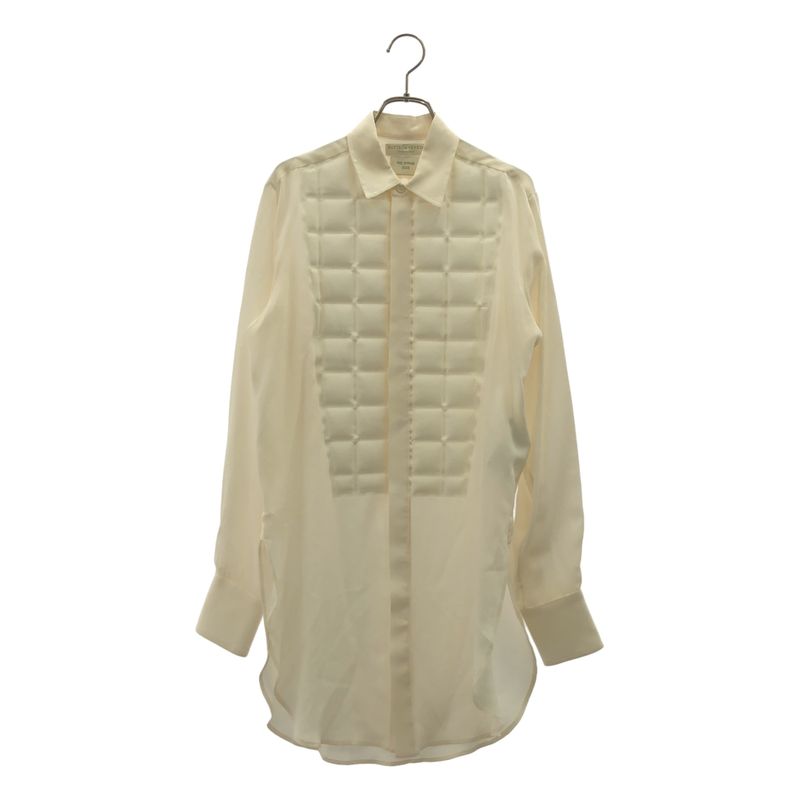 Bottega Veneta Silk Quilted Long Shirt Blouse 38 Ecru
