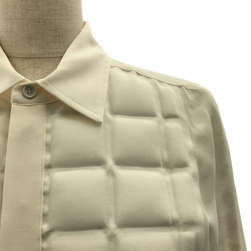 Bottega Veneta Silk Quilted Long Shirt Blouse 38 Ecru
